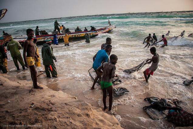 Port de Pêche, on the coast of Mauritania, is home to many fishermen - some of whom come from neighbouring Senegal.