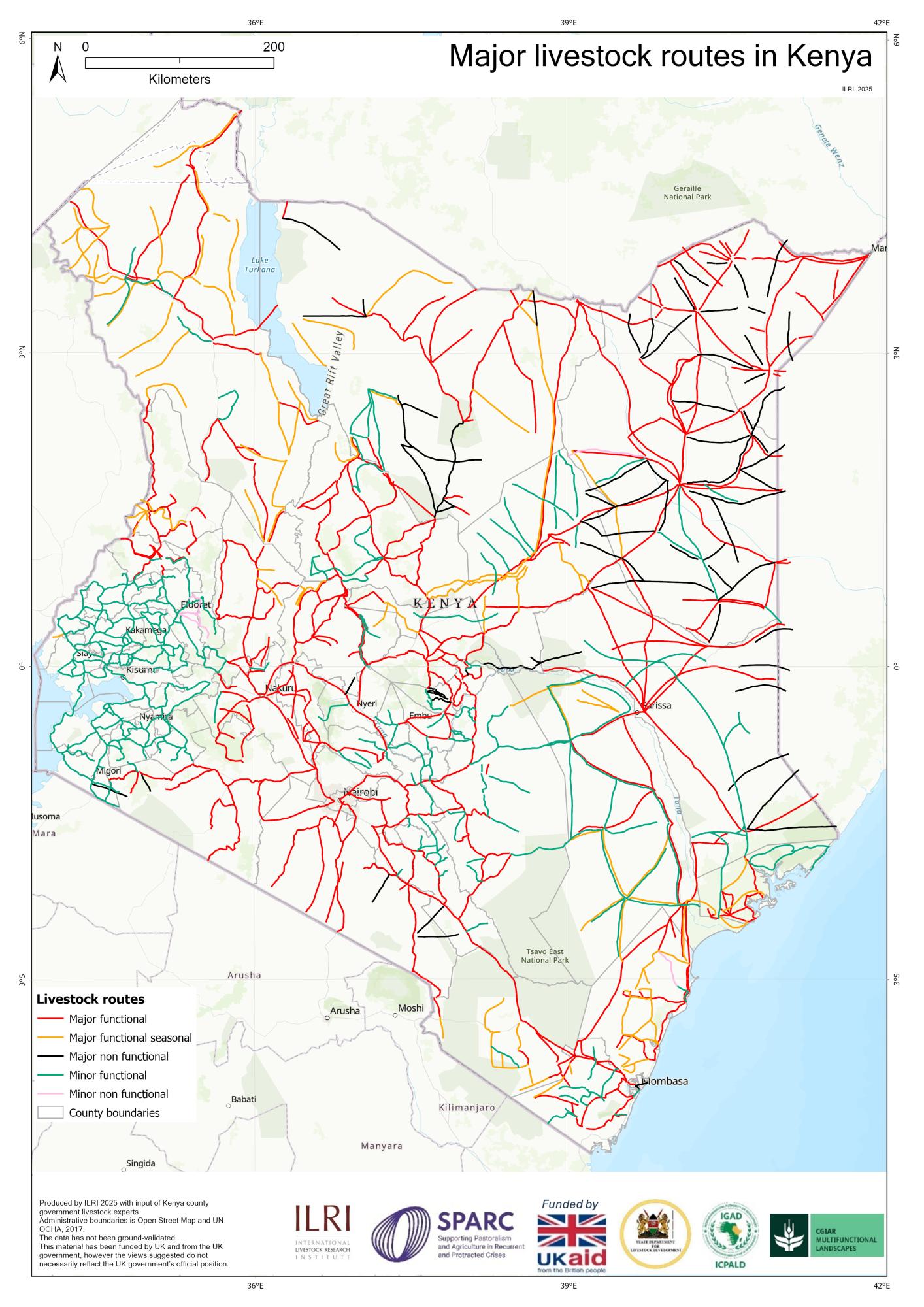 A map of livestock routes in Kenya