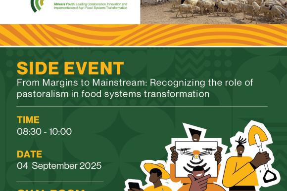 A green and white digital flyer promoting the SPARC event '‘From margins to mainstream’: The role of pastoralism in food systems transformation - on Thursday, September 4th at the Africa Food Systems Forum 2025