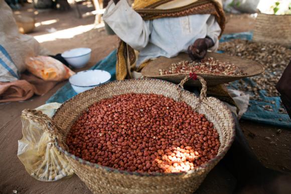 Groundnuts in a straw basket