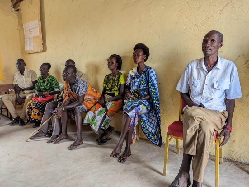 A queue of people waiting