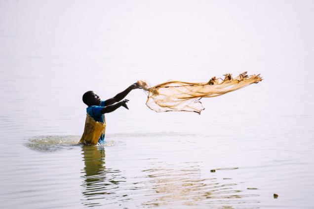 Fisherman on Lake Bam, Burkina Faso 