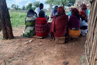 Focus group discussions with pastoralist women, with female facilitator and male notetaker. Ade Galchat kebele, El Waya, Oromoia, Ethiopia - Image by Teshome Gemechu, DAB-DRT