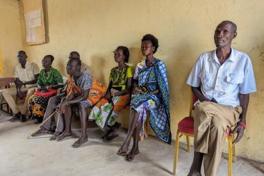 A queue of people waiting